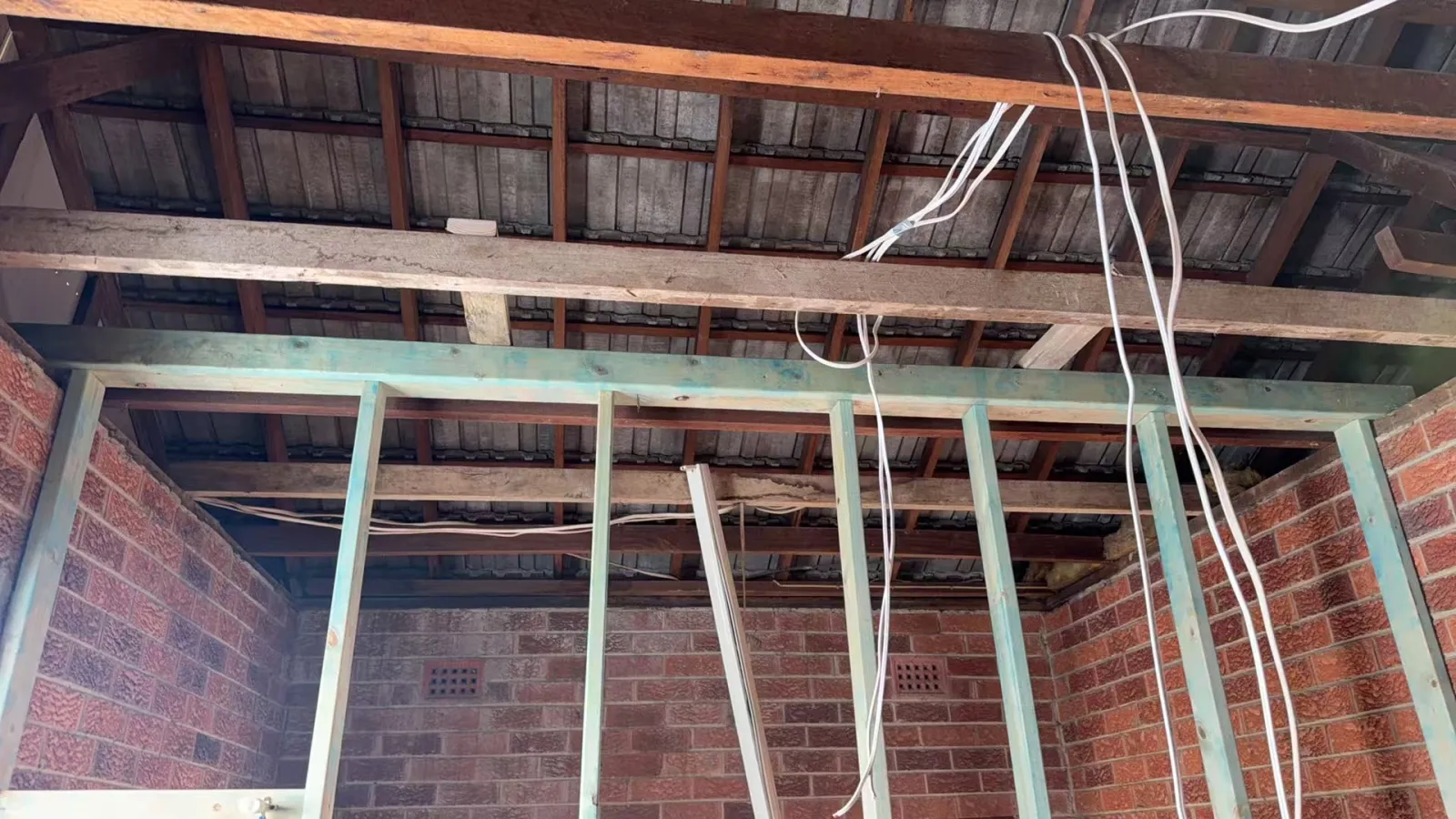 Exposed framing and services during the Turramurra renovation