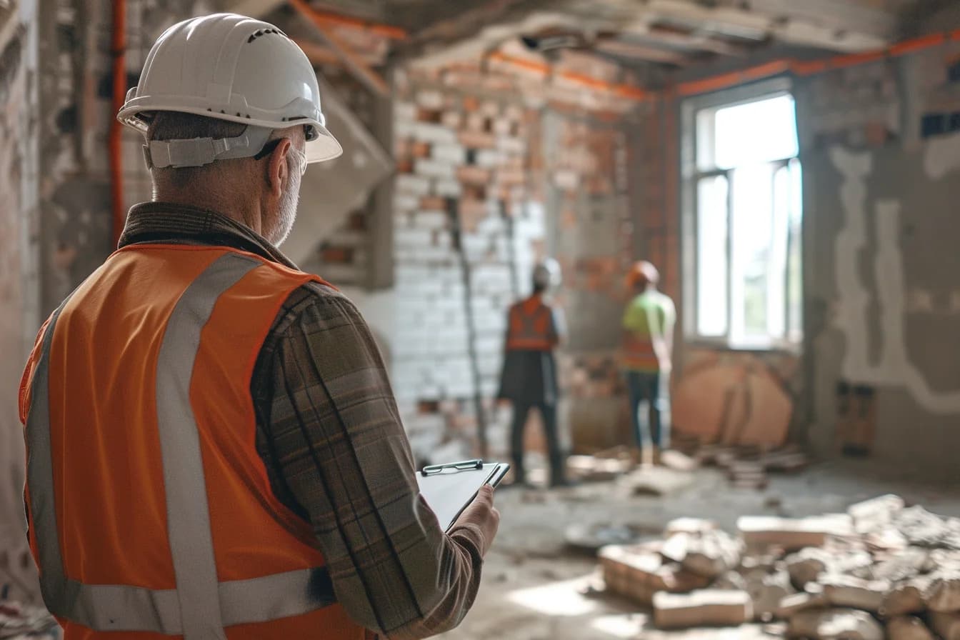 Professional construction project manager supervising Sydney renovation site with quality control checklist