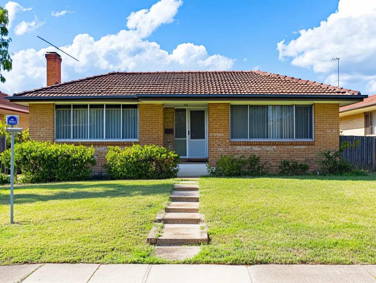 Dated brick facade before renovation