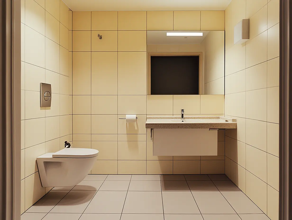 Luxurious bathroom after renovation with modern fixtures