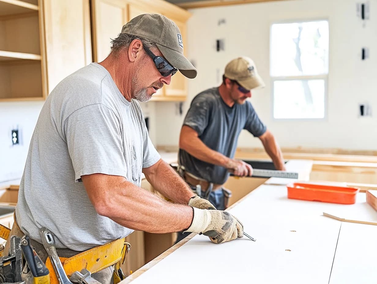 Professional interior renovation team at work