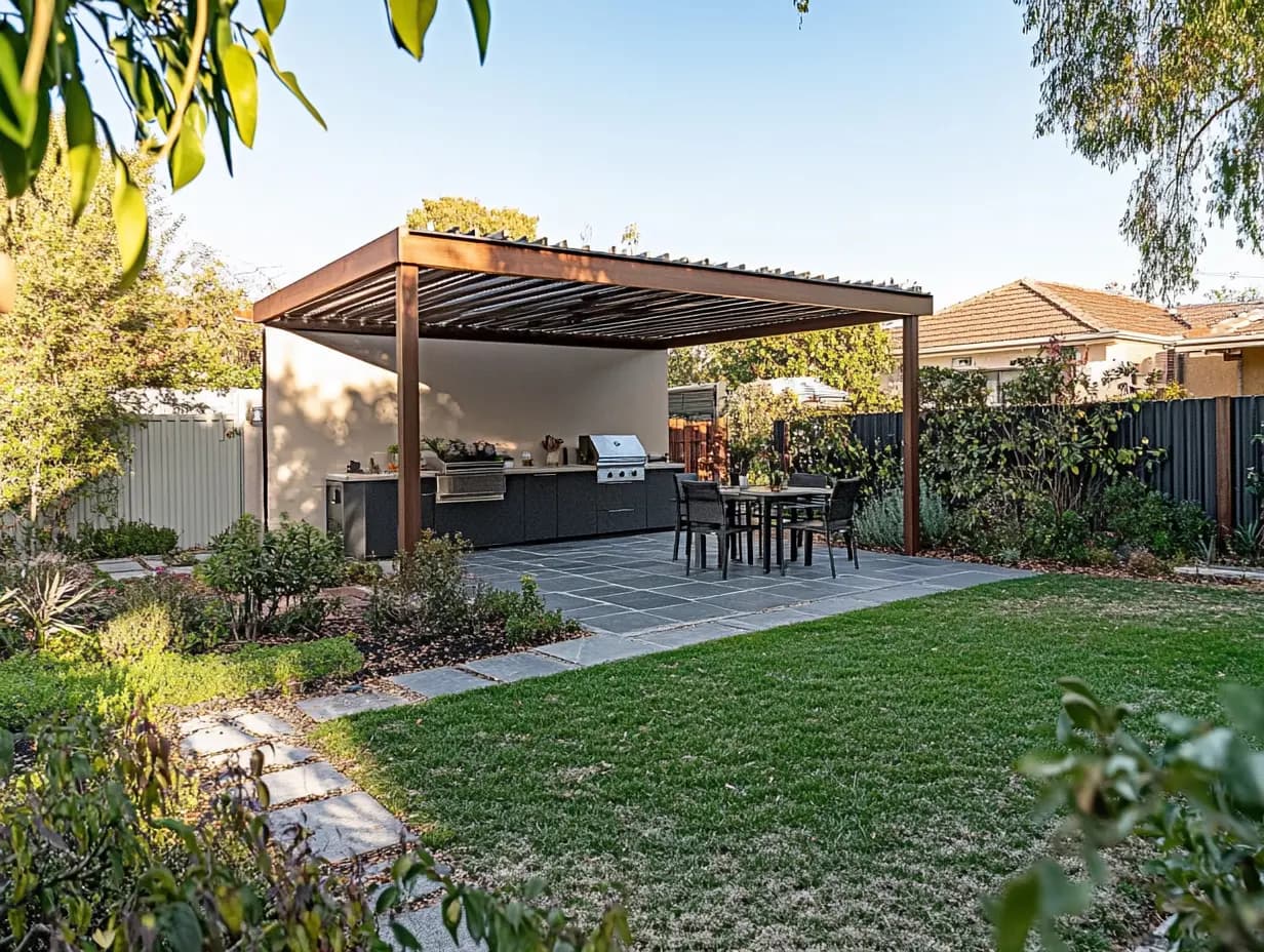 Stunning outdoor entertainment area after landscaping